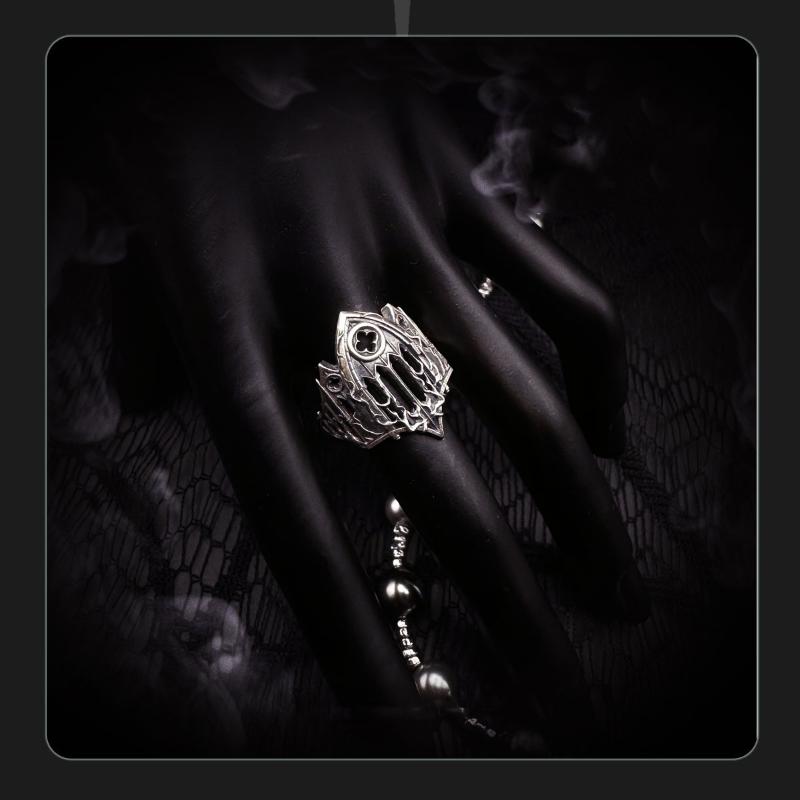 Unique Cross Burning Cathedral Gothic Relief Window Hollow Carved Adjustable Alloy Open Ring For Daily Wear Jewelry Gift