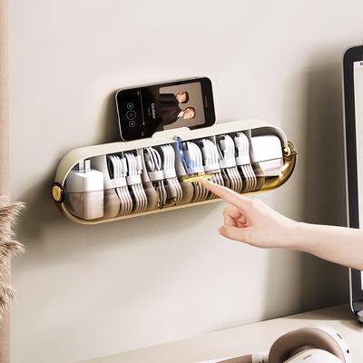 Data Cable Organizer Wall Mounted Charging Cable Cell Phone Charger Plug Desktop Classified Shelf