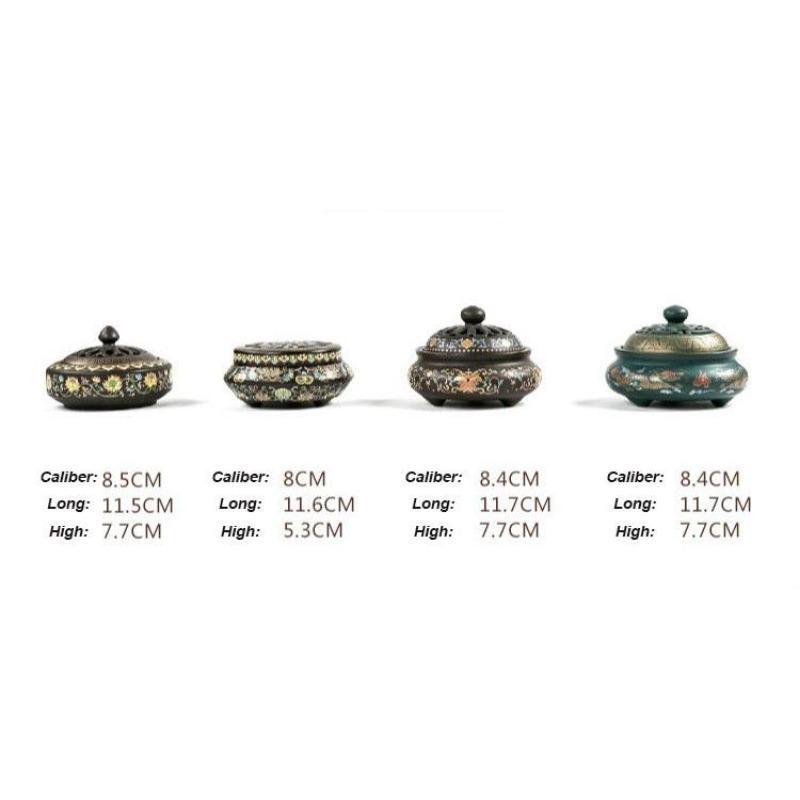 Ceramic Incense Burner Lotus, Dragon Pattern, Cloisonne Handicraft, Colored Enamel