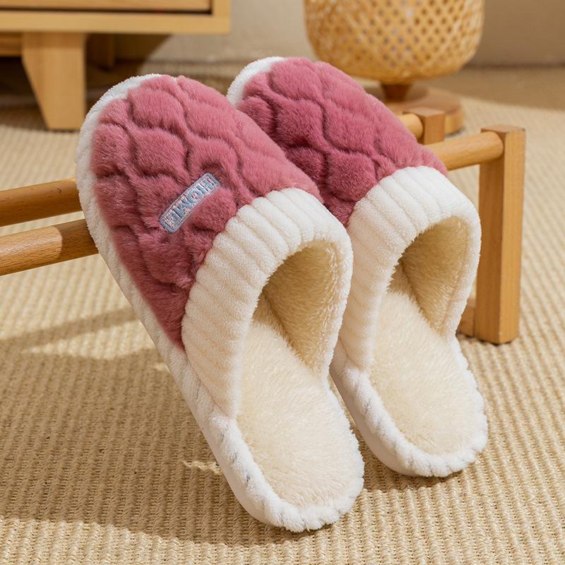 Cotton Slippers for Women In Winter, Suitable for Home Use In Spring and Autumn, Warm and Non Slip Indoors, with Plush Fur for Men