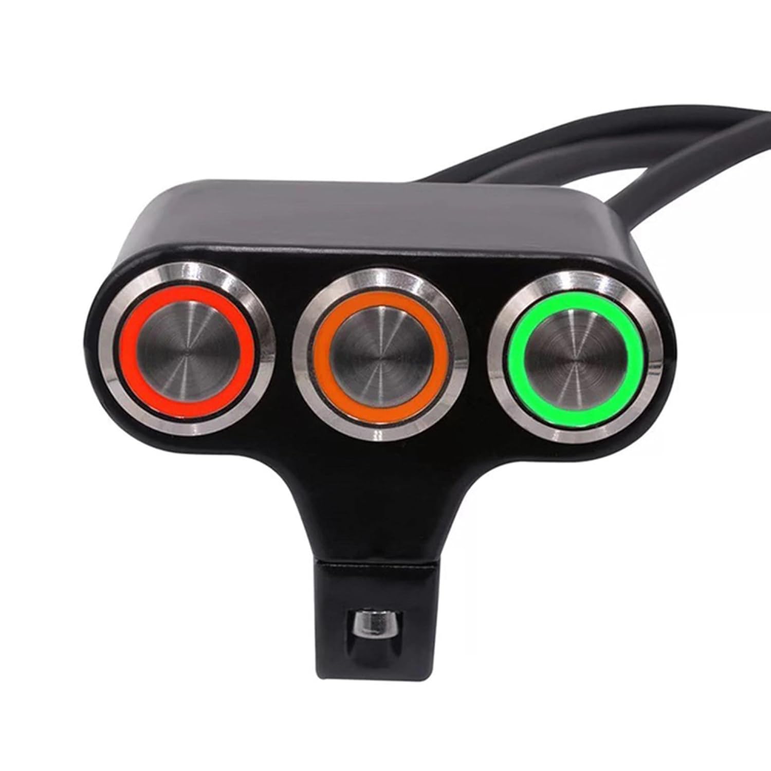 Riloer Motorcycle Switches ON/Off Button, 7/8  22 mm Handlebar Mount Control Switches for Headlight Fog Light, Hazard Brake Light Self-Return