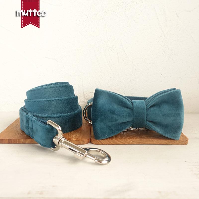 MUTTCO Bowtie Pet Collar & Leash Set for Large, Medium, Small Pets (UDC-097) Medium