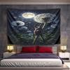Stag Beetle and Dandelions Under Moonlight Pattern Wall Hanging Tapestry Decorative Tapestry Home Decor for Bedroom and Living Room