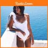 Summer Sexy Women V Neck Rose Petal Velvet Backless Beachwear Bodysuit Bikini V Neck Jumpsuit