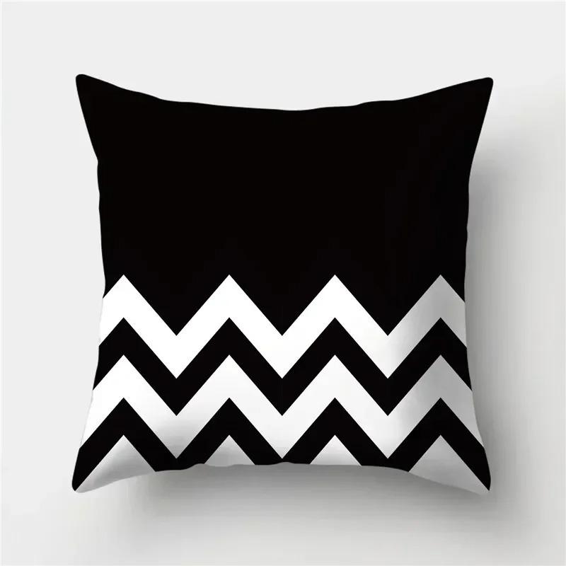Home Deko Modern Schwarz & Weiß Gemustert Kissenbezüge Muster Kissenbezug Geeignet für Sofa Schlafzimmer Auto Kissenbezug