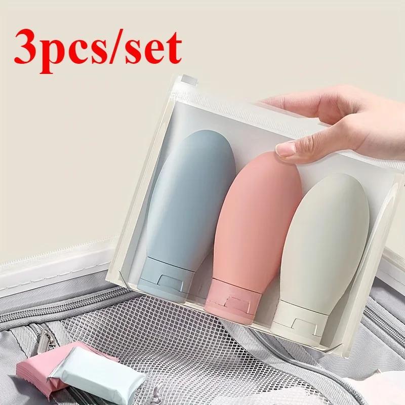 3pcs 60ML Travel Bottles Refillable Mini Squeeze Bottles Toiletries Body Lotion Shampoo Conditioner Travel Cosmetic Containers