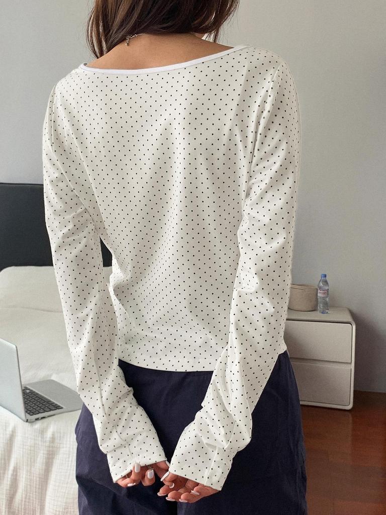 Di Yun Women's Casual Long Sleeve Base Shirt - European & American Style, 2025 Autumn/Winter Collection.