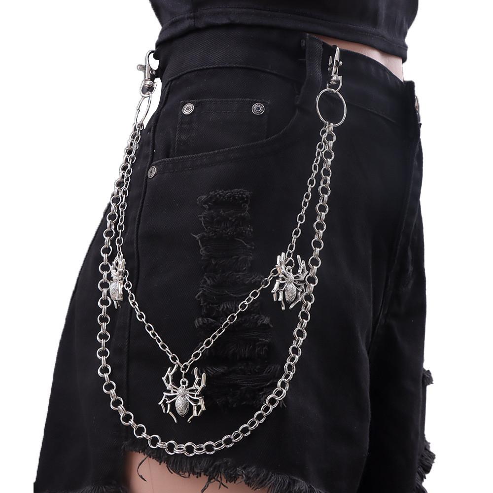Fashion Vintage Spider Pendant Pants Chain for Women Men Punk Double Layer Chains Jeans Accessories Pants Chain