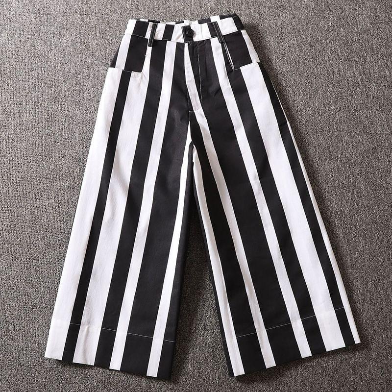 

Свободные брюки-капри с приспущенными полосками для женщин, трендовые, лето 2024, новый приход, самые простые в сочетании, прямые, широкие Large wide bar((E5-1)) S