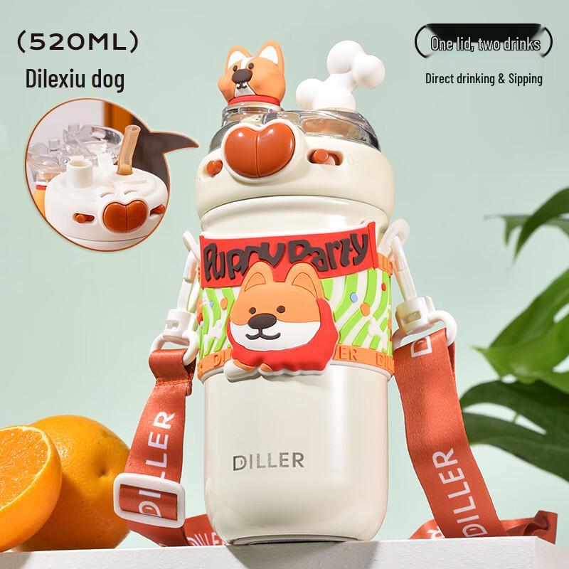 Diller Kids  Insulated Straw Bottle with Shoulder Strap
