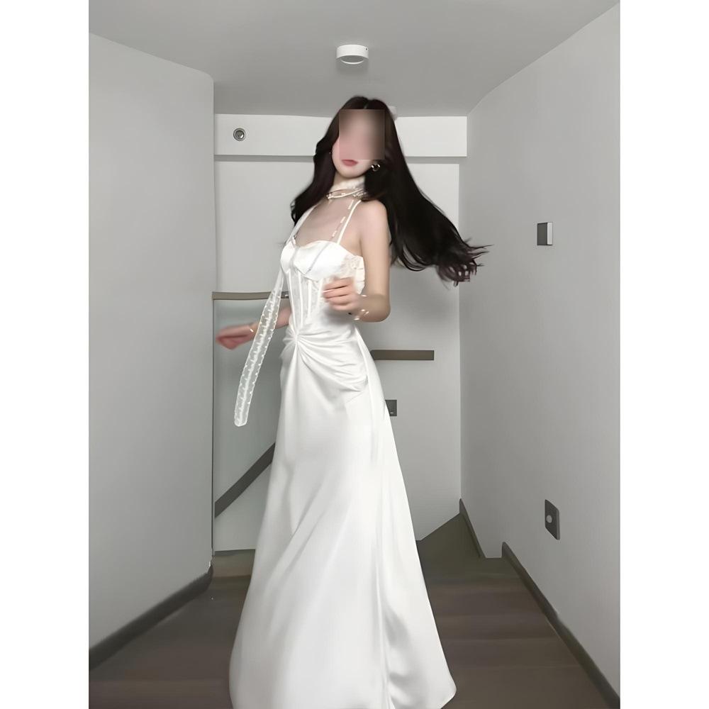 Rochie frumoasă și unică cu bretele tip schelet de pește, stil celebritate de vară, rochie de banchet high-end rafinată, casual