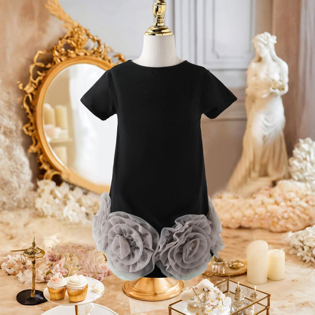 Jenter Stilig T-skjorte med Mesh-panel - Ny Mote Søt Kortarmet Barnetopp