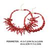 2Pcs Vintage Exaggerated Red Coral Necklace For Women Girls  Boho Style Statement Retro Necklaces Fine Jewelry Gifts