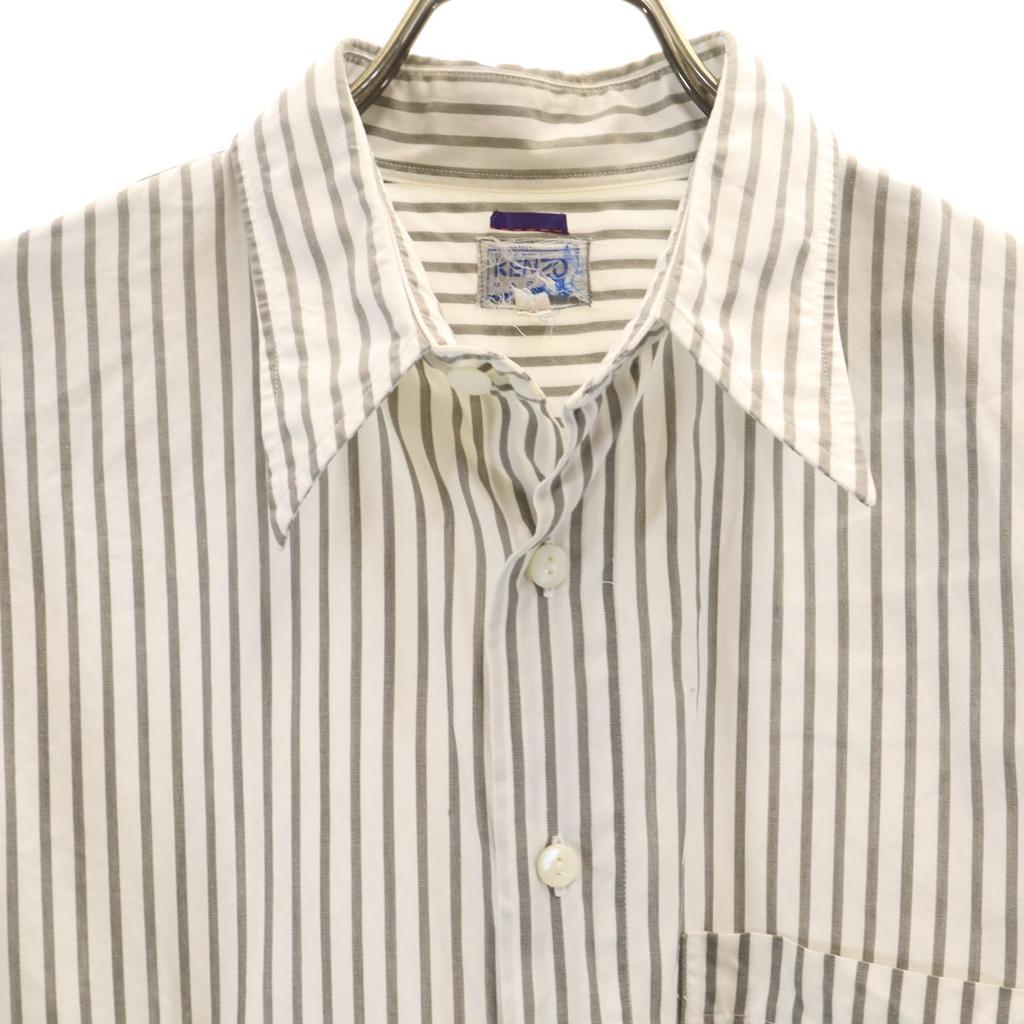 KENZO 90s Made in Japan Old Striped Pattern Long sleeve shirt 1 Gray Men's Used