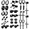 1/16 pairs Black Punk Stainless Steel Women Men Hoop Earrings Small Trendy Round Cross Pendants Jewelry Accessories Earrings3