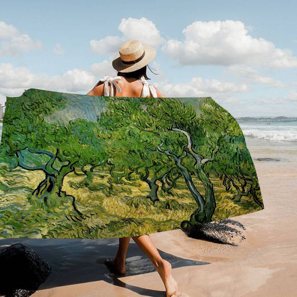Starry Night Van Gogh Art Anime Beach Swimming Towel Soft Absorbent Washcloth Children's Gifts For Kids Travel Camping Gym
