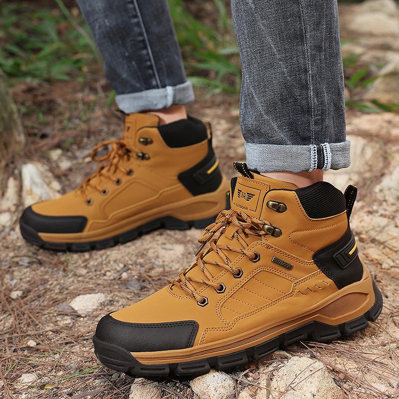 New Autumn Men's Boots Fashion Outdoor Hiking Boots Waterproof Leather Men's Work Boots Non-slip Men Desert Ankle Boots Sneakers