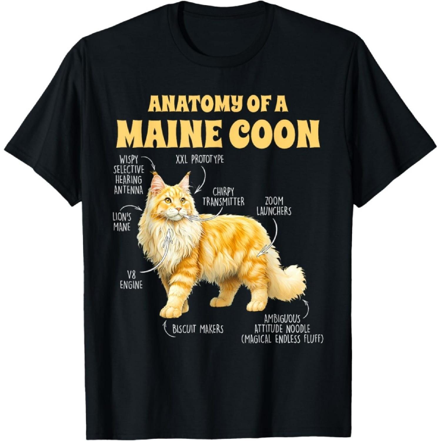 Maine Coon Lover Cat Mom Cat Mama Anatomy Of A Maine Coon Men Women T-Shirt S