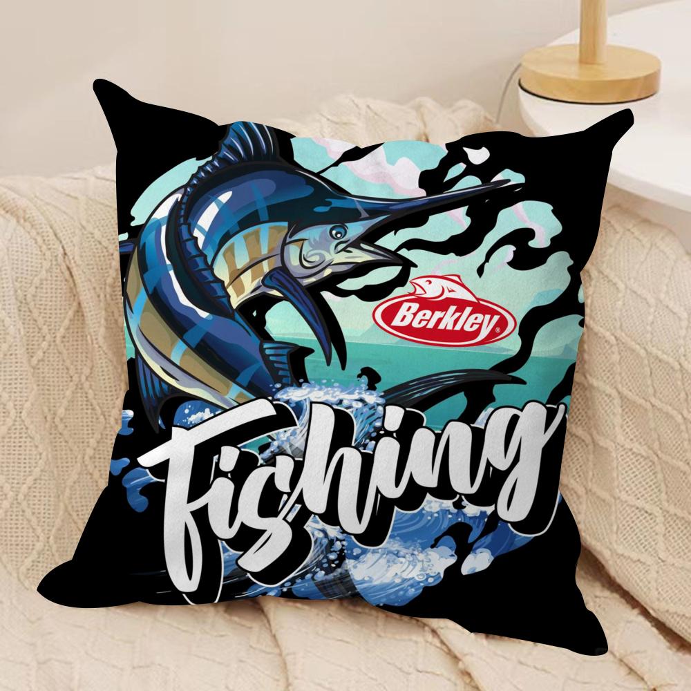 Popular Fishing B_Berkleys Cushion Cover Soft Plush Fabric Double-Sided Printed Sofa Cushion Cover for All Seasons Home Decor