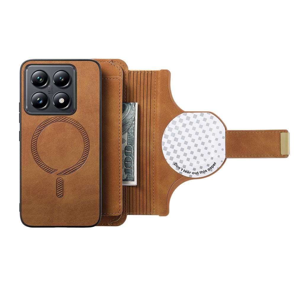 Custodia in Pelle Portafoglio con Slot per Carte e Cerniera Staccabile 2 in 1 per Xiaomi Redmi Note 13 Pro Plus 12 13C 14Tpro Copertura Magnetica Rimovibile