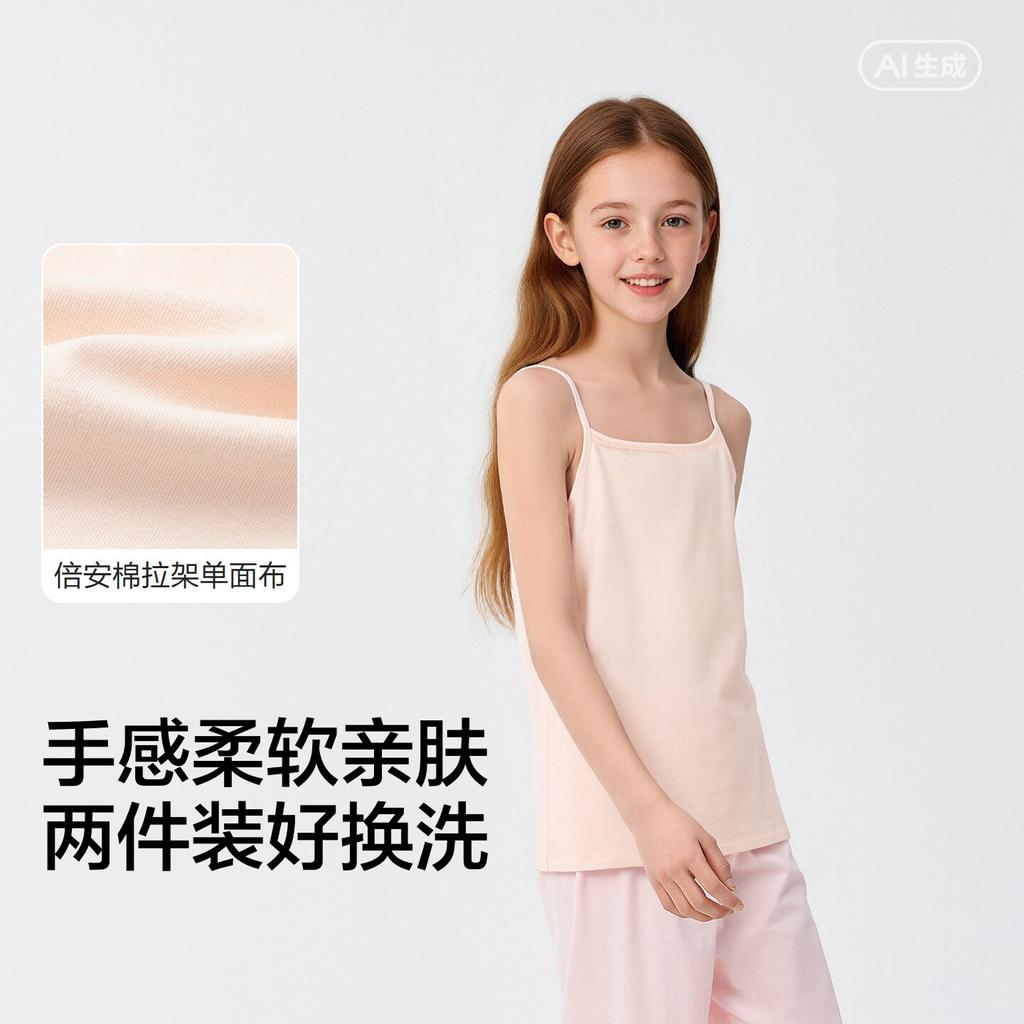 Balabala Children's Tank Top Summer New Baby Strap Girls' Undercover A-level Sleeveless Comfortable Two Piece Set
