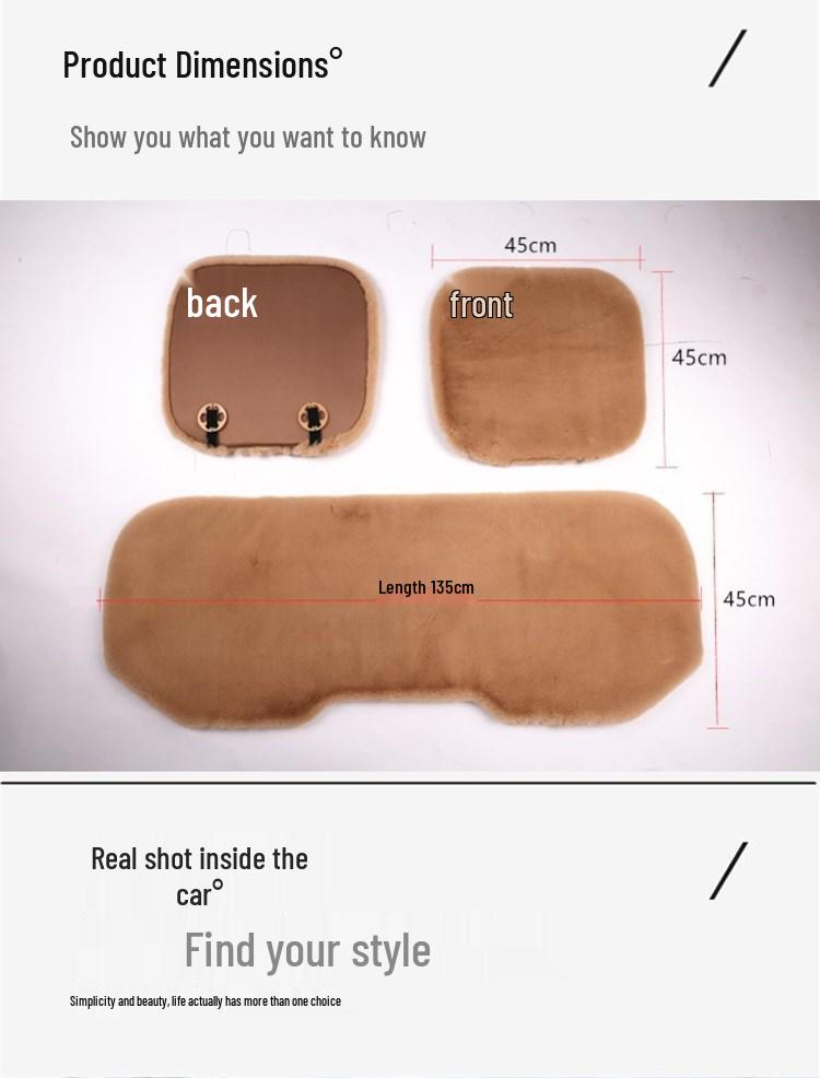 Rabbit Plush Winter Car Seat Cushion - Thick, Warm, No-Backrest, Universal Three-Piece Set