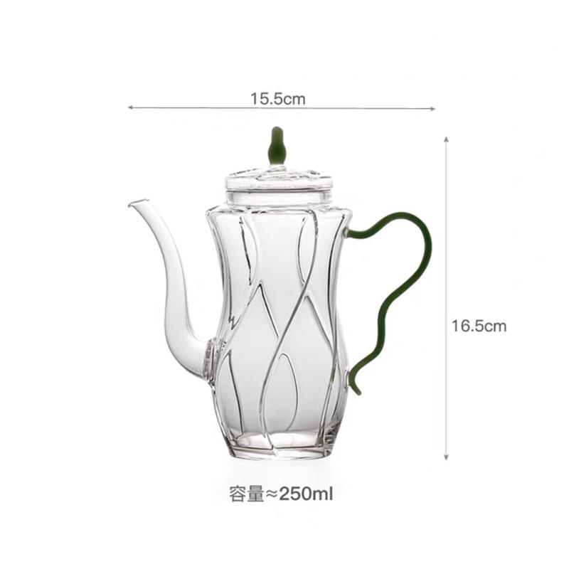 250ml Imitation Song-Dynasty-style Heat-resistant Glass Teapot With Handle Brewing Flower Tea Pot Kungfu Tea Set Tea Maker rosa