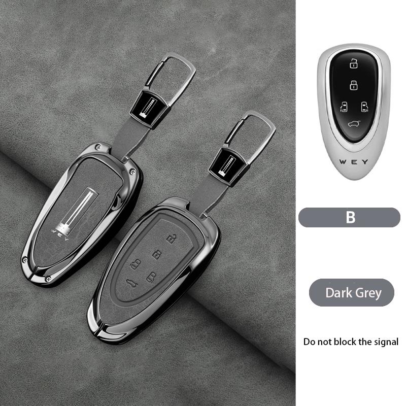New Zinc Alloy Leather Car Remote Key Case Cover Shell For Great Wall Wey Lanshan Dht-Phev New Energy Auto Keychain Accessories