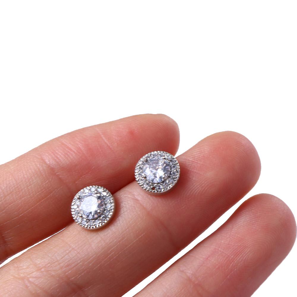 Vintage Simple Mini Handsome Cool Silver Korean Style Ear Stud Round Ear Stud Man Earrings Crystal
