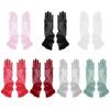 Women Long Sheer Gloves Retro Stretchy Ruched Mesh Tulle Gloves 1920s Dance Gloves for Costume Opera Party Wedding