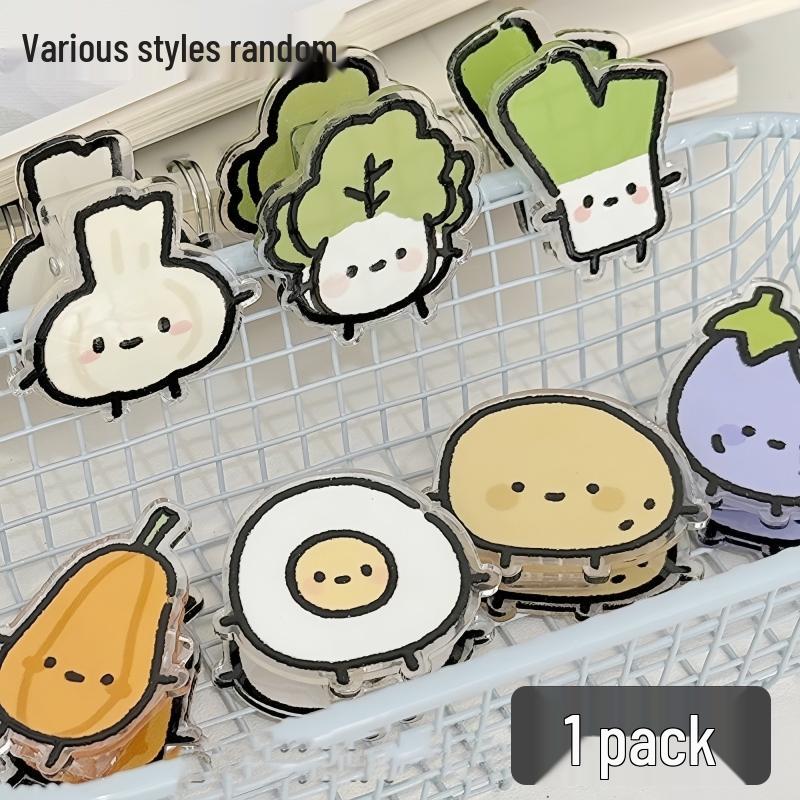 Adorable Cartoon Vegetable Memo Clips - Double-Sided PP Clips for Notes and Papers
