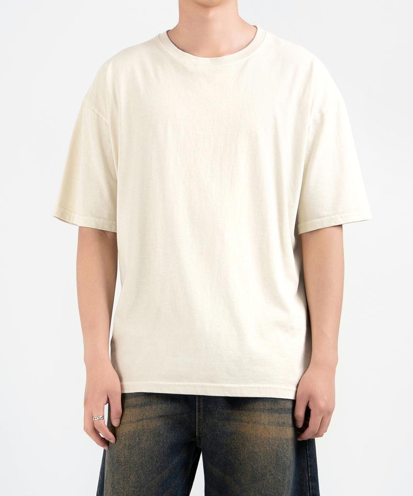 UNDEROFF Oversized Pigment Short Sleeve T-Shirt Cream