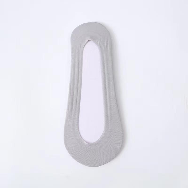 Women's Spring and Summer Thin Cotton Bottom Breathable Sweat Absorption Silicone Non Slip Solid Color Ice Silk Shallow Mouth Boat Socks