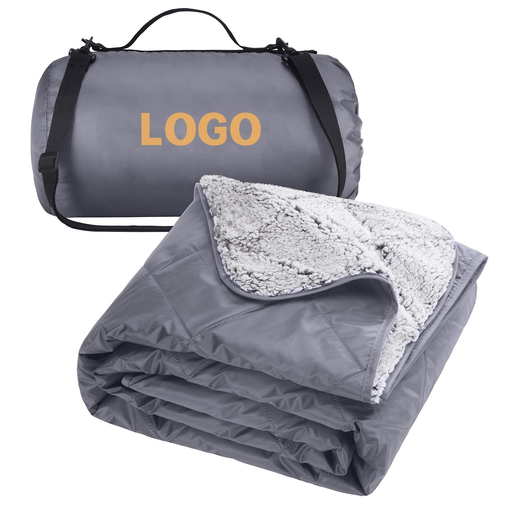 Winter Fleece Beach Blanket with Carry Bag Camping Mat Waterproof OEM ODM Thicker Fleece Factory Wholesale Tartan Picnic Blanket 150*130cm