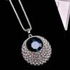 Luxury Blue Long Chain Necklace Minimalist Style Crystal Pendant Necklace  Gift Jewelry