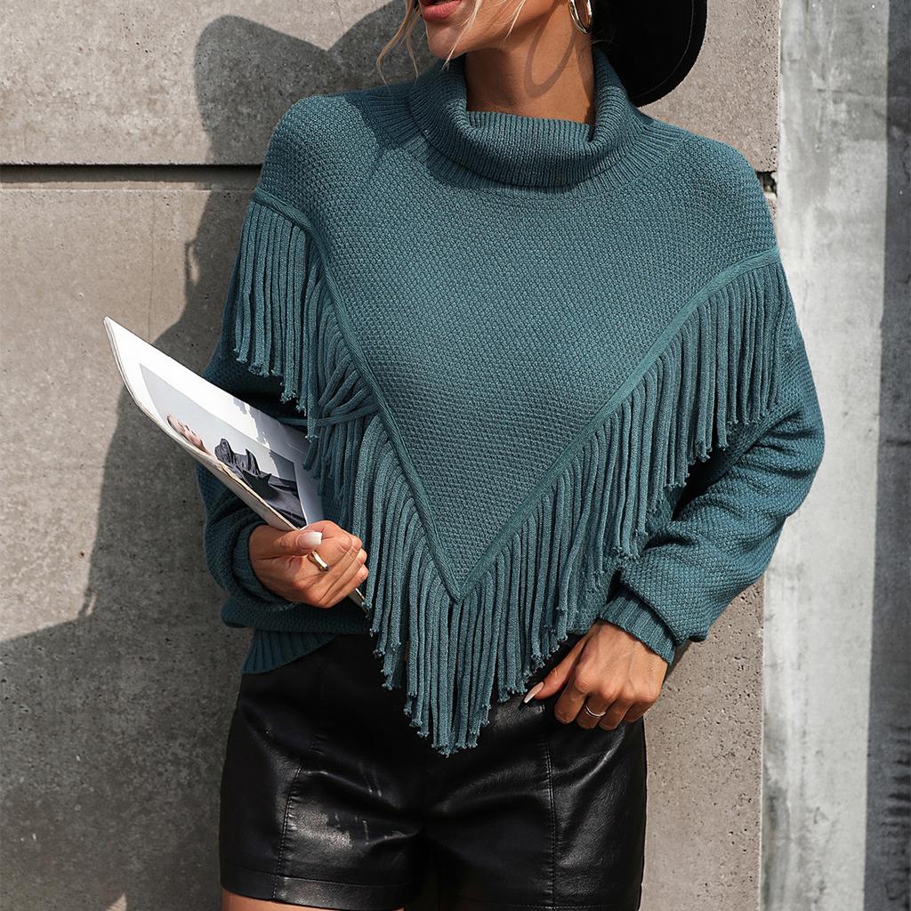 GMXIA Dámská móda Ležérní Jednobarevný potisk Podzim Zima Dlouhý rukáv Volné svetry s vysokým výstřihem