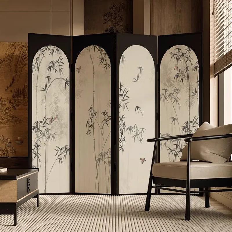 Paravan Pliabil Nou cu Aspect de Bambus în Stil Chinezesc