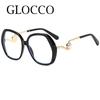 Elegant Large Frame Womens Reading Glasses Transparent Fashionable Designer Pearl Eyeglasses Anti Blue Light Magnifying