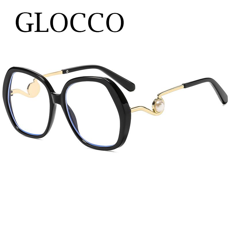 Elegant Large Frame Womens Reading Glasses Transparent Fashionable Designer Pearl Eyeglasses Anti Blue Light Magnifying