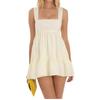 Women's Square Neck Sleeveless Slim Fit Mini Dress High Waist Summer Casual