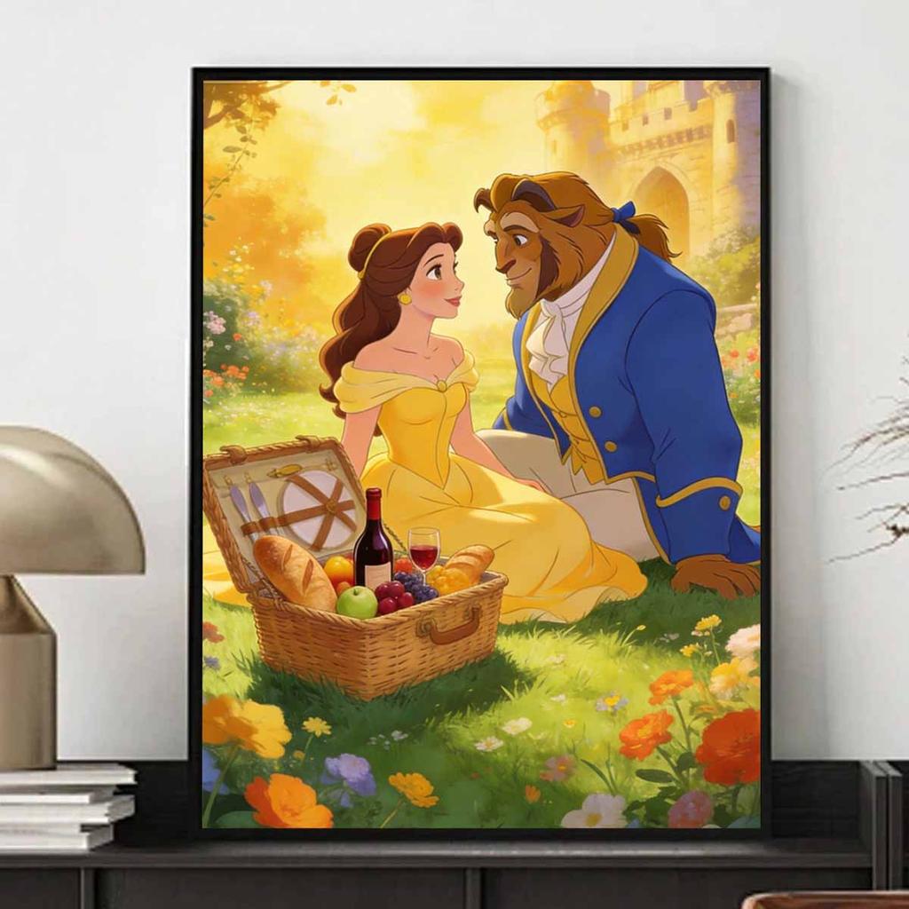 Disney Beauty and the Beast Picnic Diamond Painting Mosaic Art Kit 5D Handmade Diy Gift Home Decoration