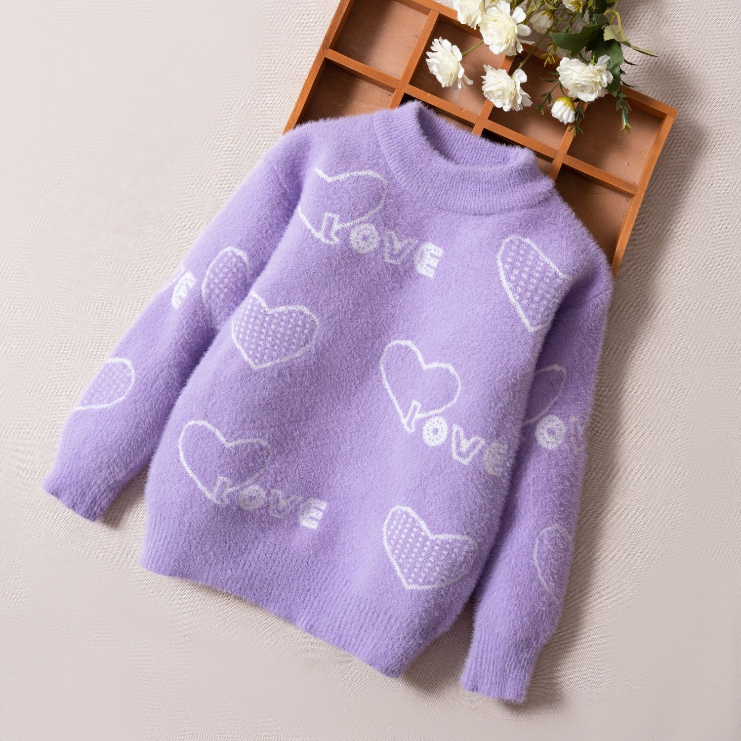 

Детский свитер из меха норки для девочек с зимним бархатным утеплителем на основе пуловера 140