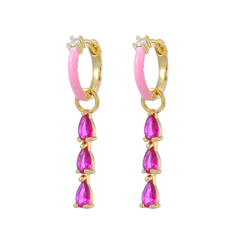 Stainless Steel Zircon Geometry Dangle Earring 18K Gold Plated Huggie Women's Earring Ear Clip Piercing Jewelry Pendientes Mujer