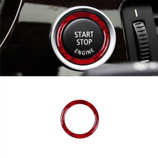 Red Carbon Fiber Engine Start Stop Button Ring Trim For BMW 3 E90 E92 E93 05-12
