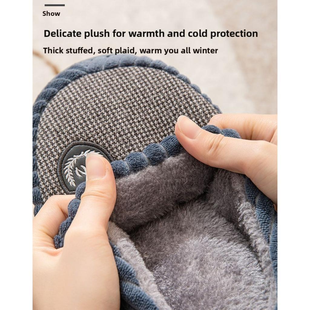 Large Size Thick Cotton Slippers for Men and Women In Winter, Thick Soled Indoor Warm Woolen Slippers for Home Use