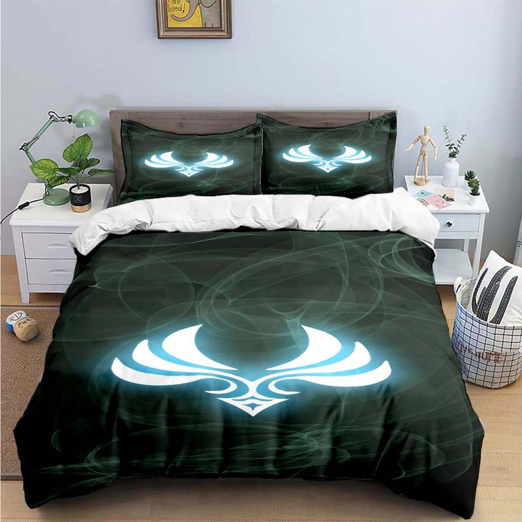 Bettdecke Mode Beliebtes Spiel G-Genshin Elements Druck Bettwäsche Zubehör Set Bett Bettdecke Set Bettwäsche Set Luxus Geschenk