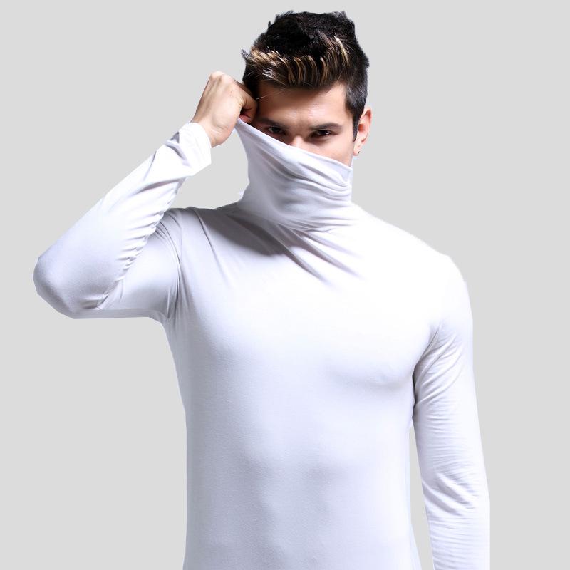 Men's High-Neck Warm Base Layer: Autumn/Winter, Long-Sleeve, Slim Fit, Solid Color