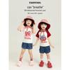 Girls' Cartoon Color-Block Short Sleeve T-Shirt