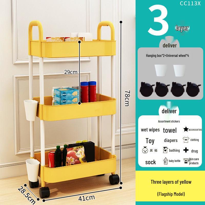 Multi-Layer Kitchen and Bathroom Storage Trolley with Wheels