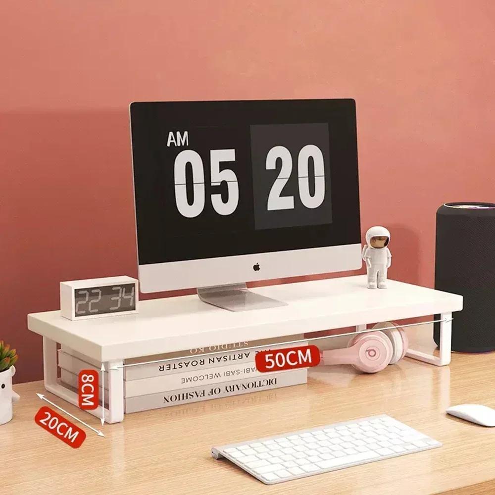 Office Desktop Computer Stand Rack Bracket Raised Shelf Laptop Monitor Wooden Table Home Storage Holders Utility Accessories